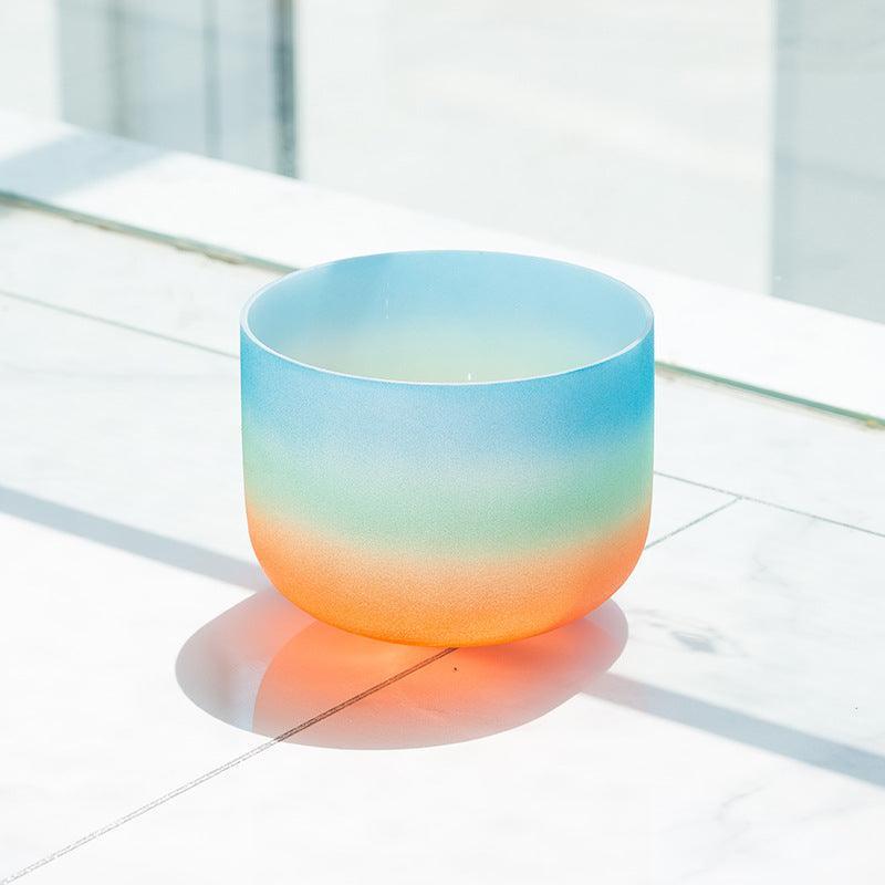 Rainbow Colors 12" Frosted Crystal Singing Bowl Unique Color Gradient