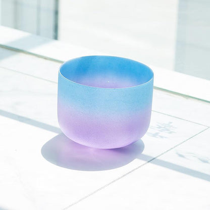 Rainbow Colors 12" Frosted Crystal Singing Bowl Unique Color Gradient