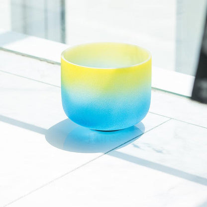Rainbow Colors 12" Frosted Crystal Singing Bowl Unique Color Gradient
