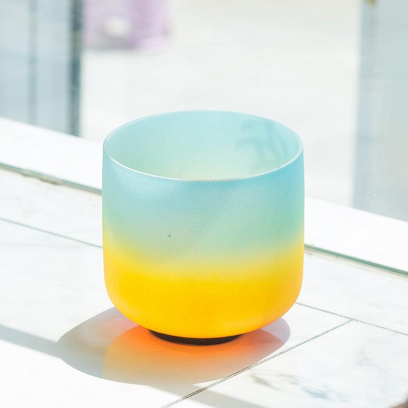Rainbow Colors 12" Frosted Crystal Singing Bowl Unique Color Gradient