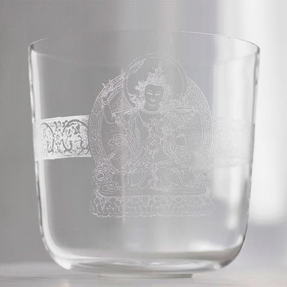 Clear Crystal Singing Bowl With Buddha Design Spiritual Practice | Meditation | Unique Gift
