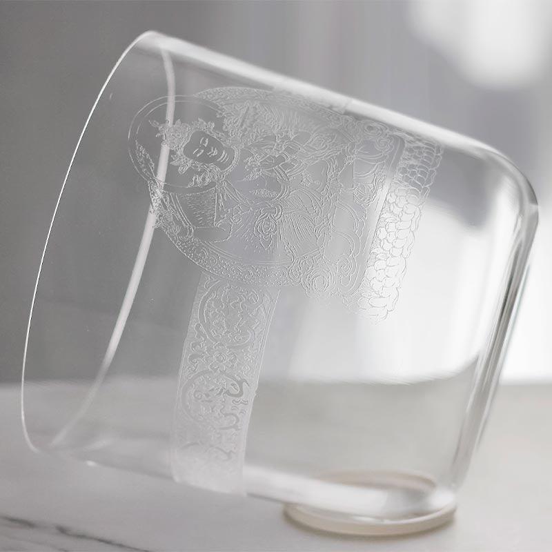Clear Crystal Singing Bowl With Buddha Design Spiritual Practice | Meditation | Unique Gift