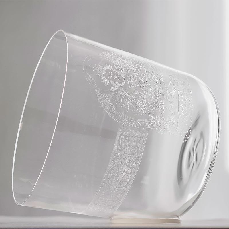 Clear Crystal Singing Bowl With Buddha Design Spiritual Practice | Meditation | Unique Gift