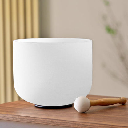 Classic White Frosted Crystal Singing Bowl Set - 7-Chakra Sound Healing