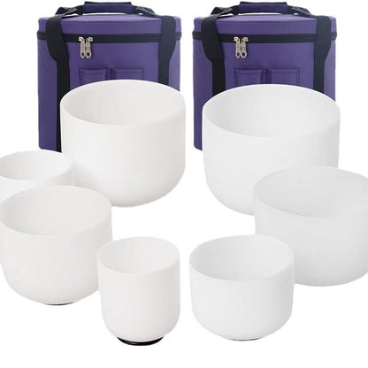 Classic White Frosted Crystal Singing Bowl Set - 7-Chakra Sound Healing