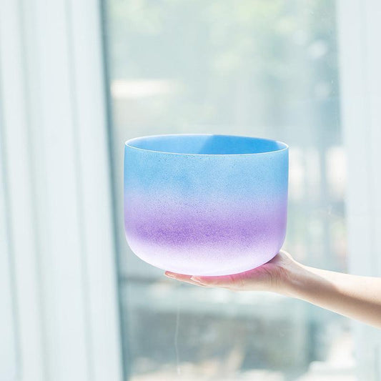 Rainbow Colors 8" Colorful Crystal Singing Bowl Stress Relief, Meditation Sound Therapy