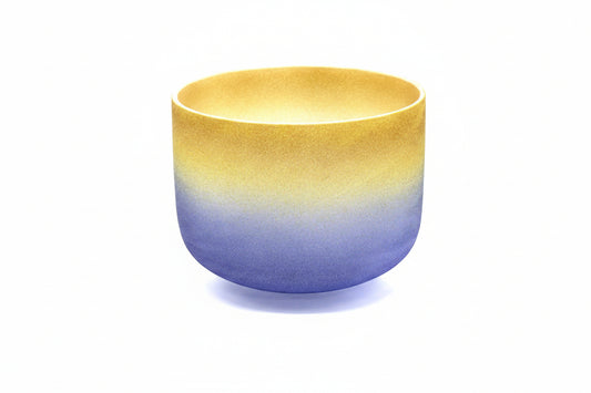 Gold Blue Frosted Crystal Singing Bowl Gradient