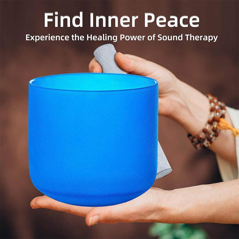 Hazy Translucent Crystal Singing Bowl Set: Meditation, Therapy, Yoga, Healing