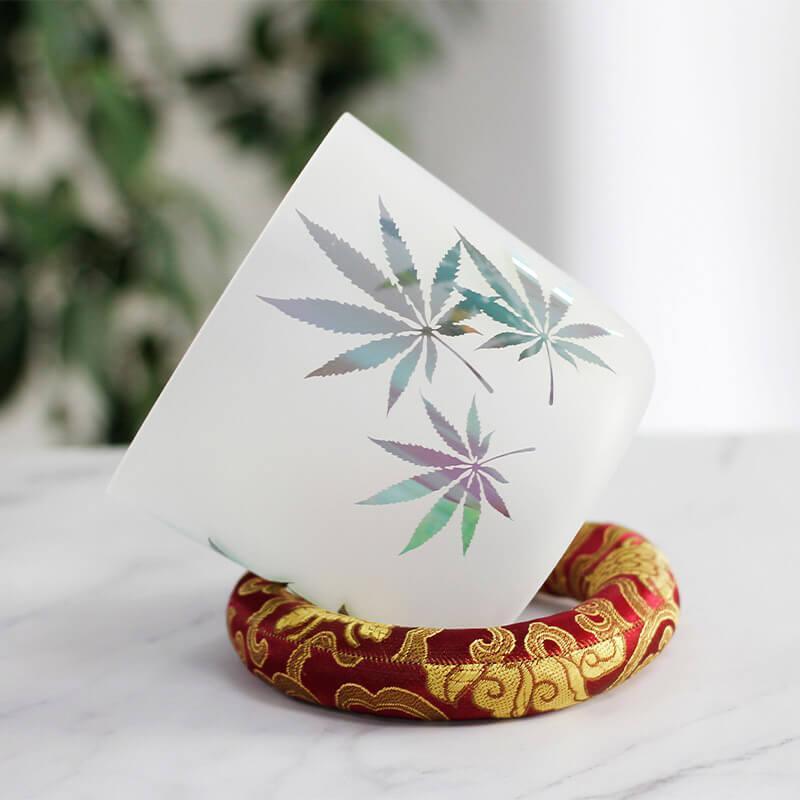 Alchemy Crystal Sound Bowl - Colorful Lucky Leaf - Meditation, Relaxation