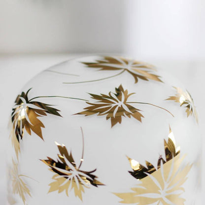 Golden Leaf Pattern Clear Crystal Bowl - Therapeutic Sound, Relaxation, Sound Spa