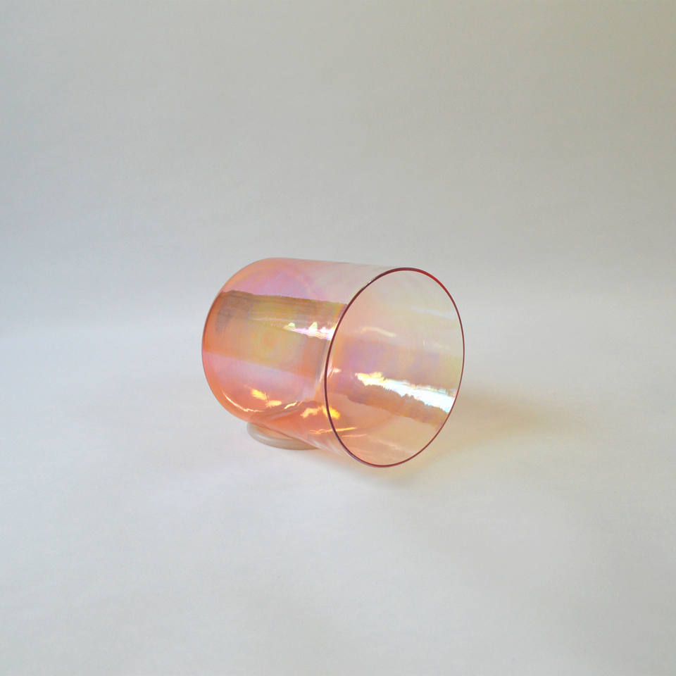 Spiritual Clear Quartz Crystal Singing Bowl Gradient Orange