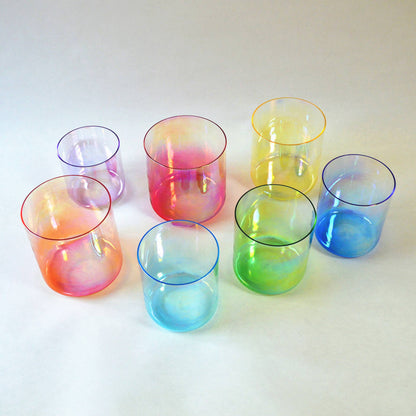 Spiritual Clear Quartz Crystal Singing Bowl Gradient Orange