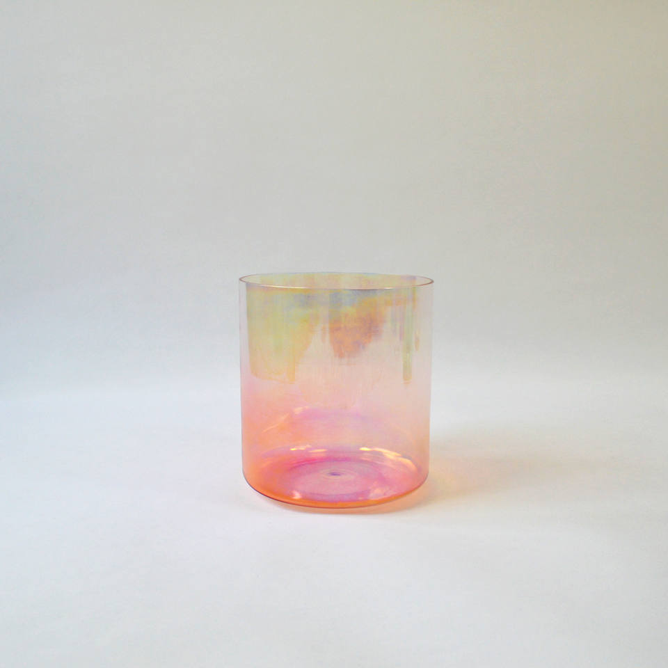 Spiritual Clear Quartz Crystal Singing Bowl Gradient Orange