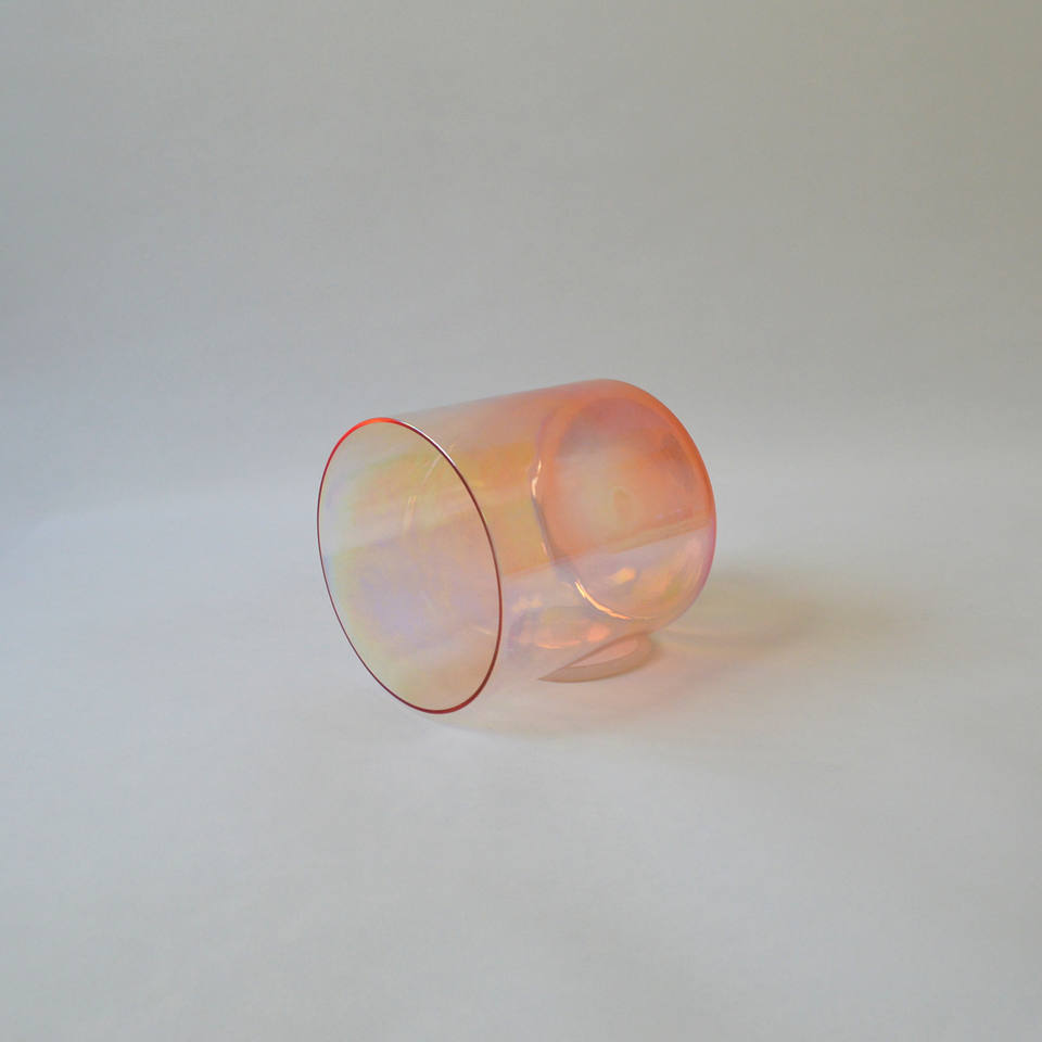Spiritual Clear Quartz Crystal Singing Bowl Gradient Orange