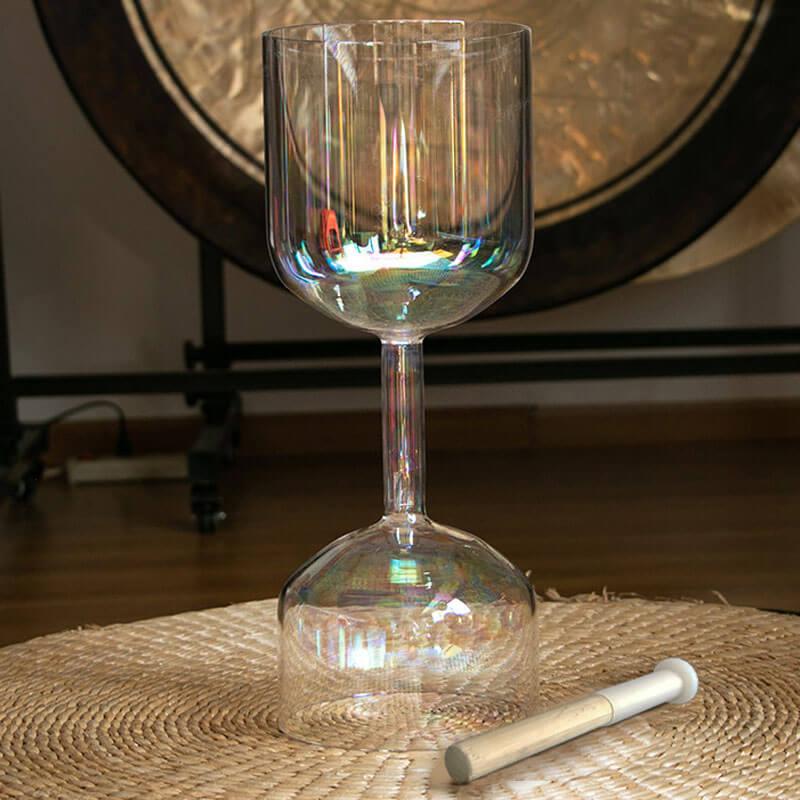 Double Singing Chalice: Rainbow Color Craft, Resonant Meditation Artistry