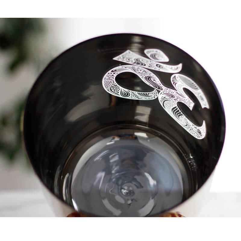 Golden OM Alchemy Singing Bowl: Relaxation, Sanskrit, Unique Floral Design