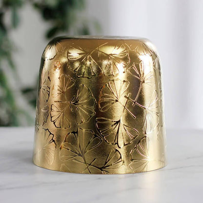 Golden OM Alchemy Singing Bowl: Relaxation, Sanskrit, Unique Floral Design