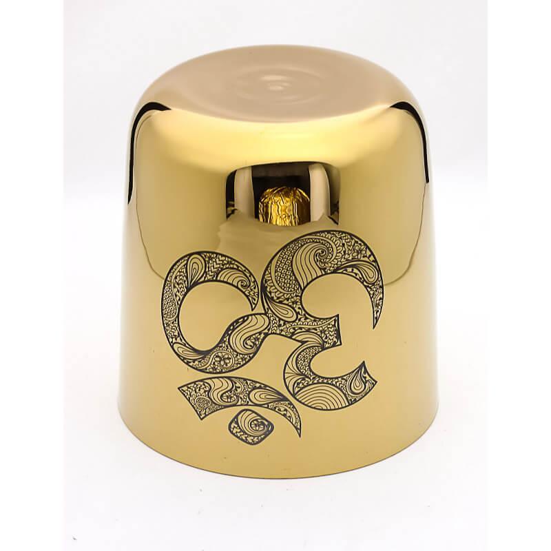 Golden OM Alchemy Singing Bowl: Relaxation, Sanskrit, Unique Floral Design