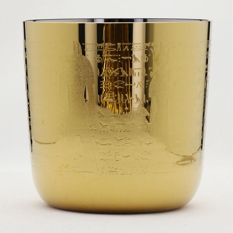 Golden OM Alchemy Singing Bowl: Relaxation, Sanskrit, Unique Floral Design