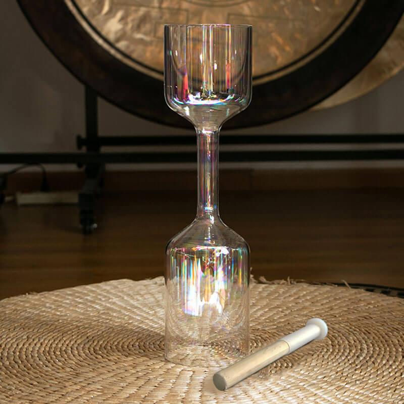 Double Singing Chalice: Rainbow Color Craft, Resonant Meditation Artistry