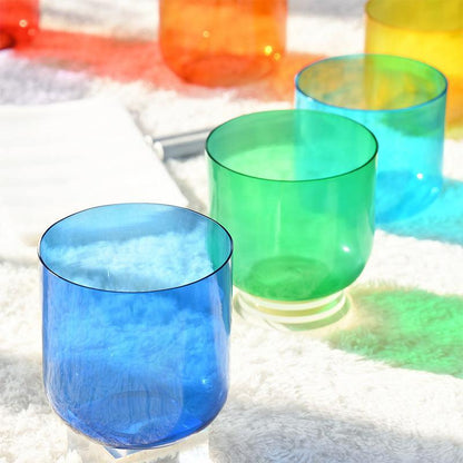 Hazy Translucent Crystal Singing Bowl Set: Meditation, Therapy, Yoga, Healing