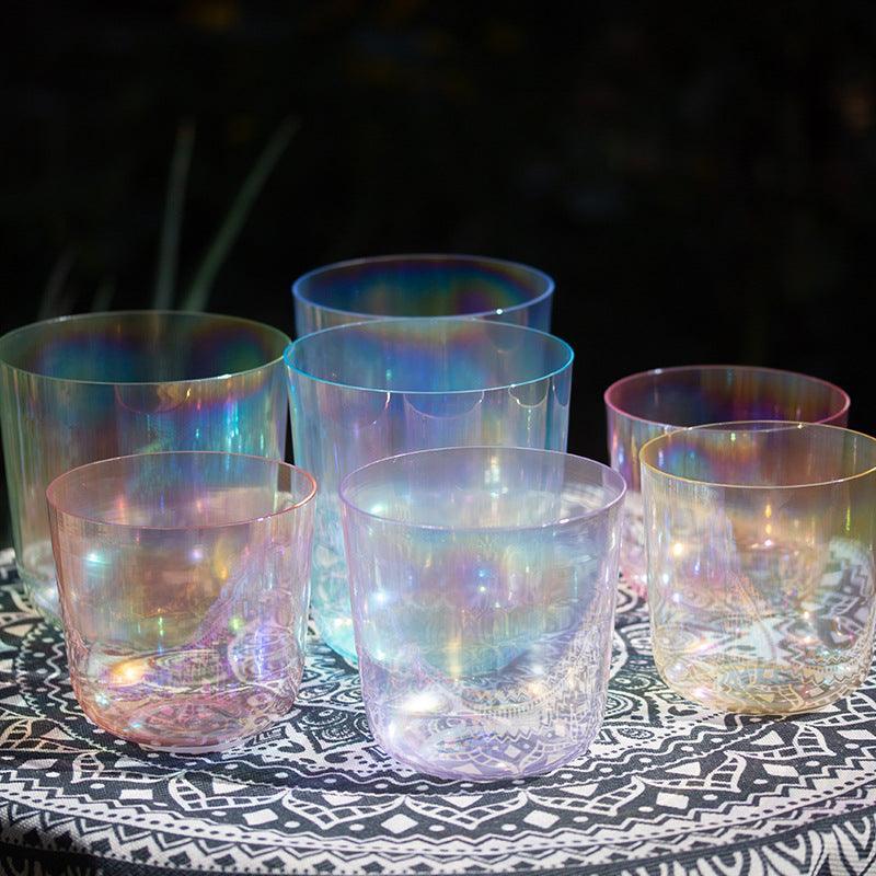 Rainbow Clear Singing Bowl Chakra Set 7 Colors: Meditation, Relaxation, Healing