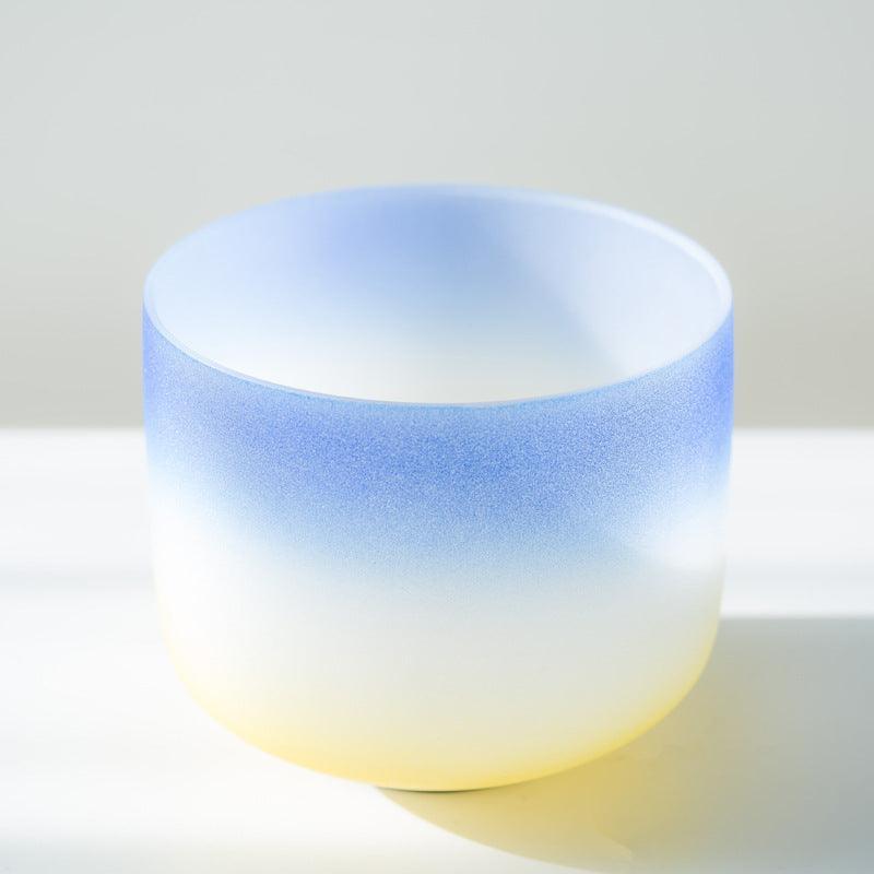 Ethereal Blue & Yellow Crystal Singing Bowl Unique Gradual Perfect for Home Yoga