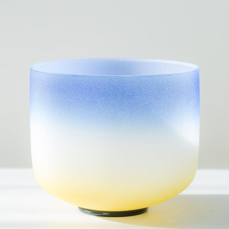 Ethereal Blue & Yellow Crystal Singing Bowl Unique Gradual Perfect for Home Yoga