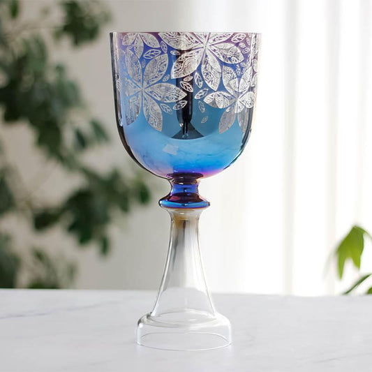 Vibrant Purple Crystal Chalice - Elegant Flower Design - Perfect for Ceremonies