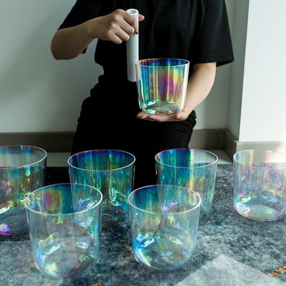 Clear Crystal Sound Bowl Set : Northern Light, Relaxation, Meditation, Decor