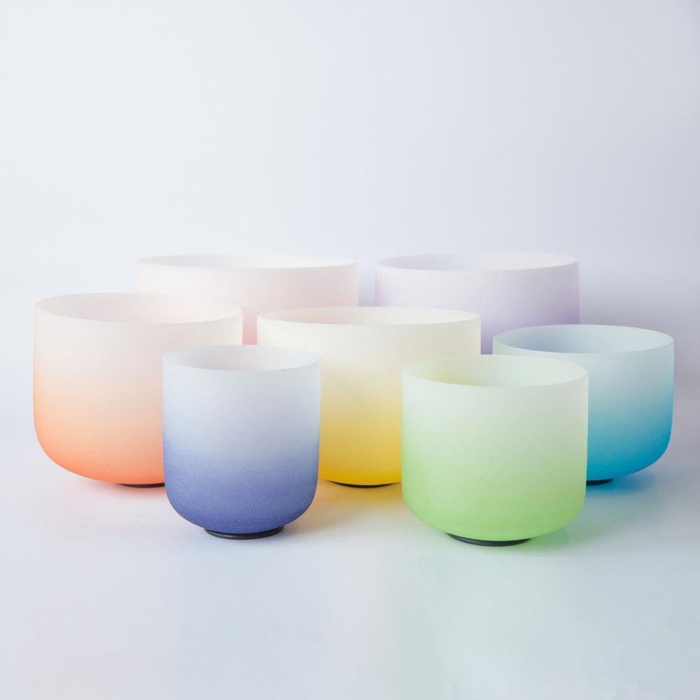 Crystal Singing Bowl Set Pastel Colors, Resonant Sounds, Meditation, Relaxation