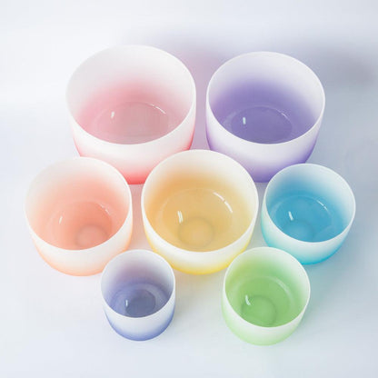 Crystal Singing Bowl Set Pastel Colors, Resonant Sounds, Meditation, Relaxation