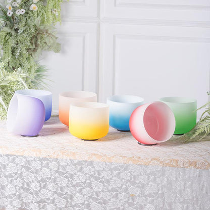Crystal Singing Bowl Set Pastel Colors, Resonant Sounds, Meditation, Relaxation