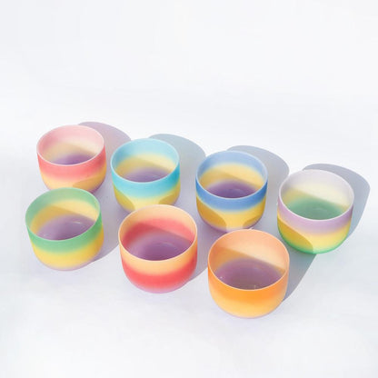 Crystal Singing Bowl Set Pastel Colors, Resonant Sounds, Meditation, Relaxation