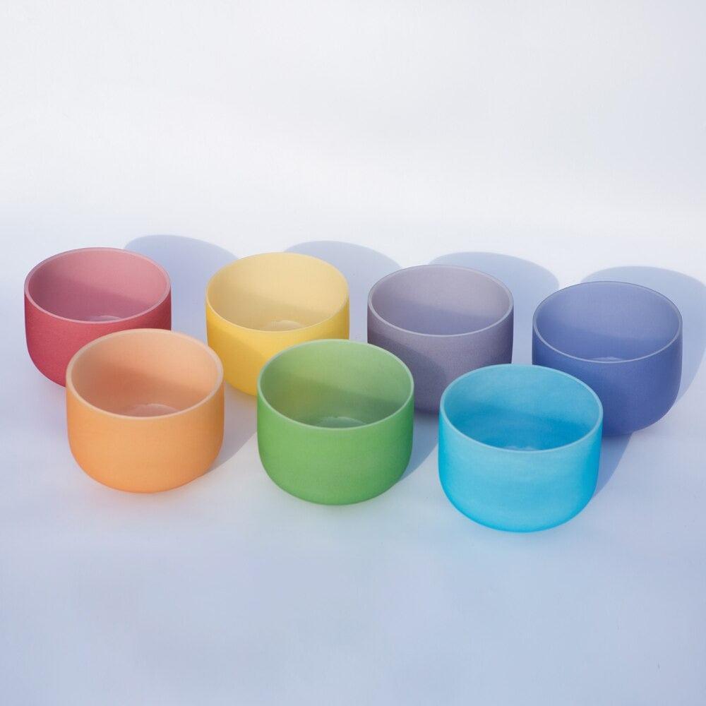 Crystal Singing Bowl Set Pastel Colors, Resonant Sounds, Meditation, Relaxation