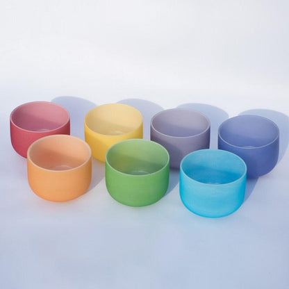Crystal Singing Bowl Set Pastel Colors, Resonant Sounds, Meditation, Relaxation