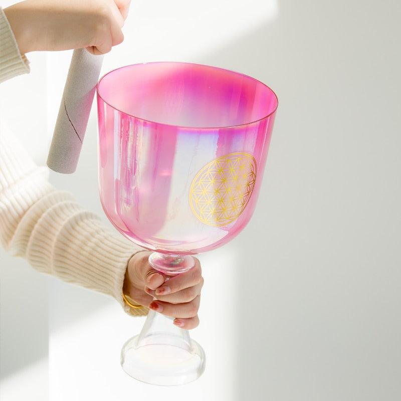 Pink Purple Chalice: Flower of Life Design Healing Resonance - Ceremonial Elegance Gift‌