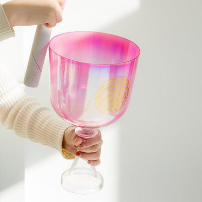 Pink Purple Chalice: Flower of Life Design Healing Resonance - Ceremonial Elegance Gift‌