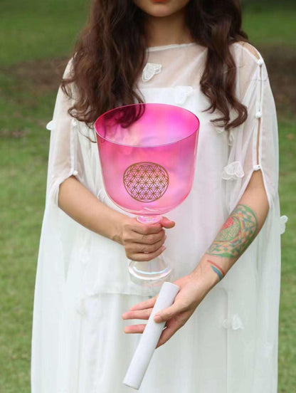 Pink Purple Chalice: Flower of Life Design Healing Resonance - Ceremonial Elegance Gift‌