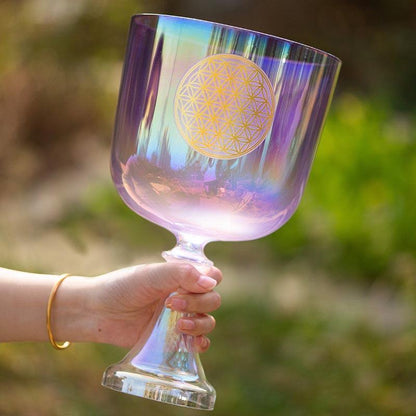 Pink Purple Chalice: Flower of Life Design Healing Resonance - Ceremonial Elegance Gift‌