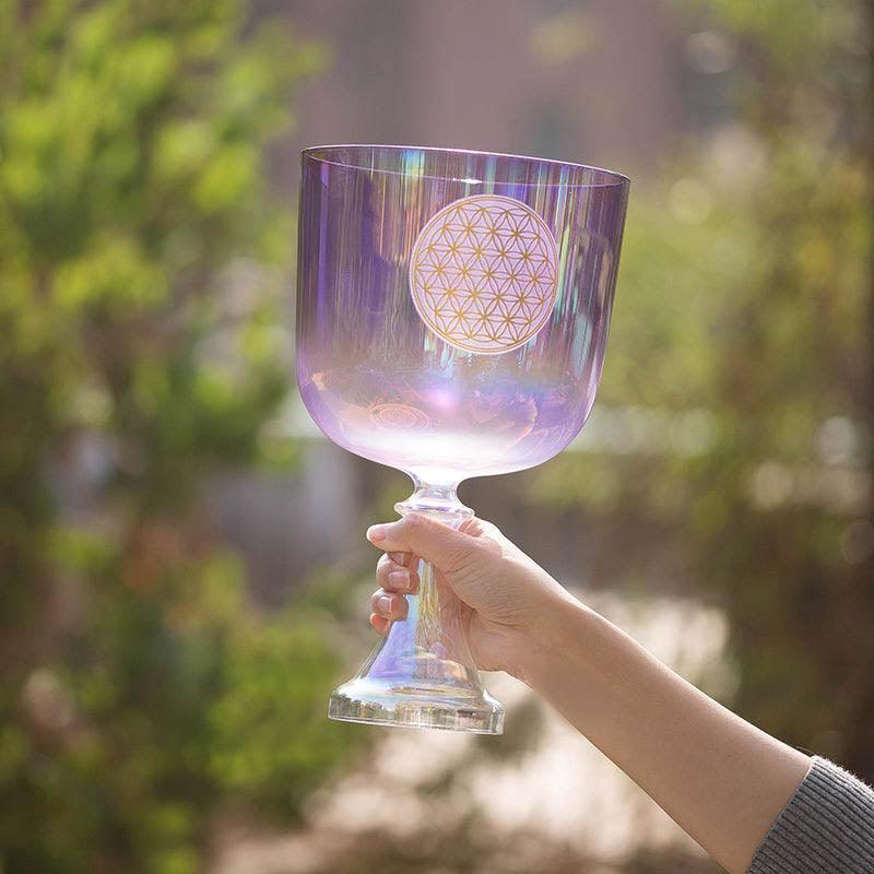 Pink Purple Chalice: Flower of Life Design Healing Resonance - Ceremonial Elegance Gift‌
