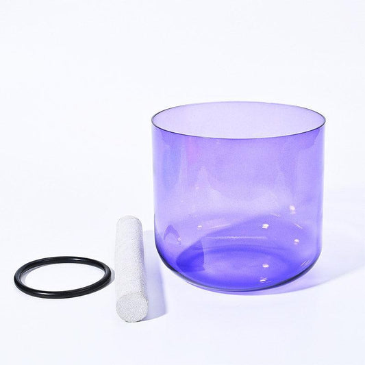 Colored Purple Clear Crystal Singing Bowl: Meditation Healing Vibration