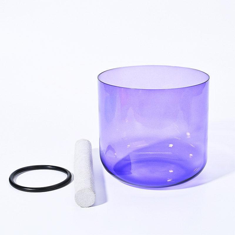 Colored Purple Clear Crystal Singing Bowl: Meditation Healing Vibration