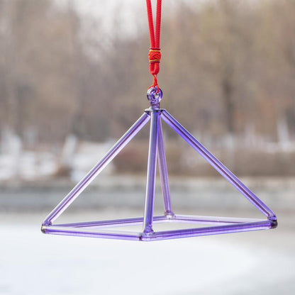 Purple Crystal Singing Pyramid - Space Harmony, Artisan Design, Zen Decor