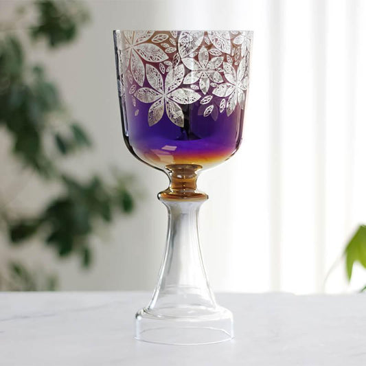 Vibrant Purple Crystal Chalice - Elegant Flower Design - Perfect for Ceremonies