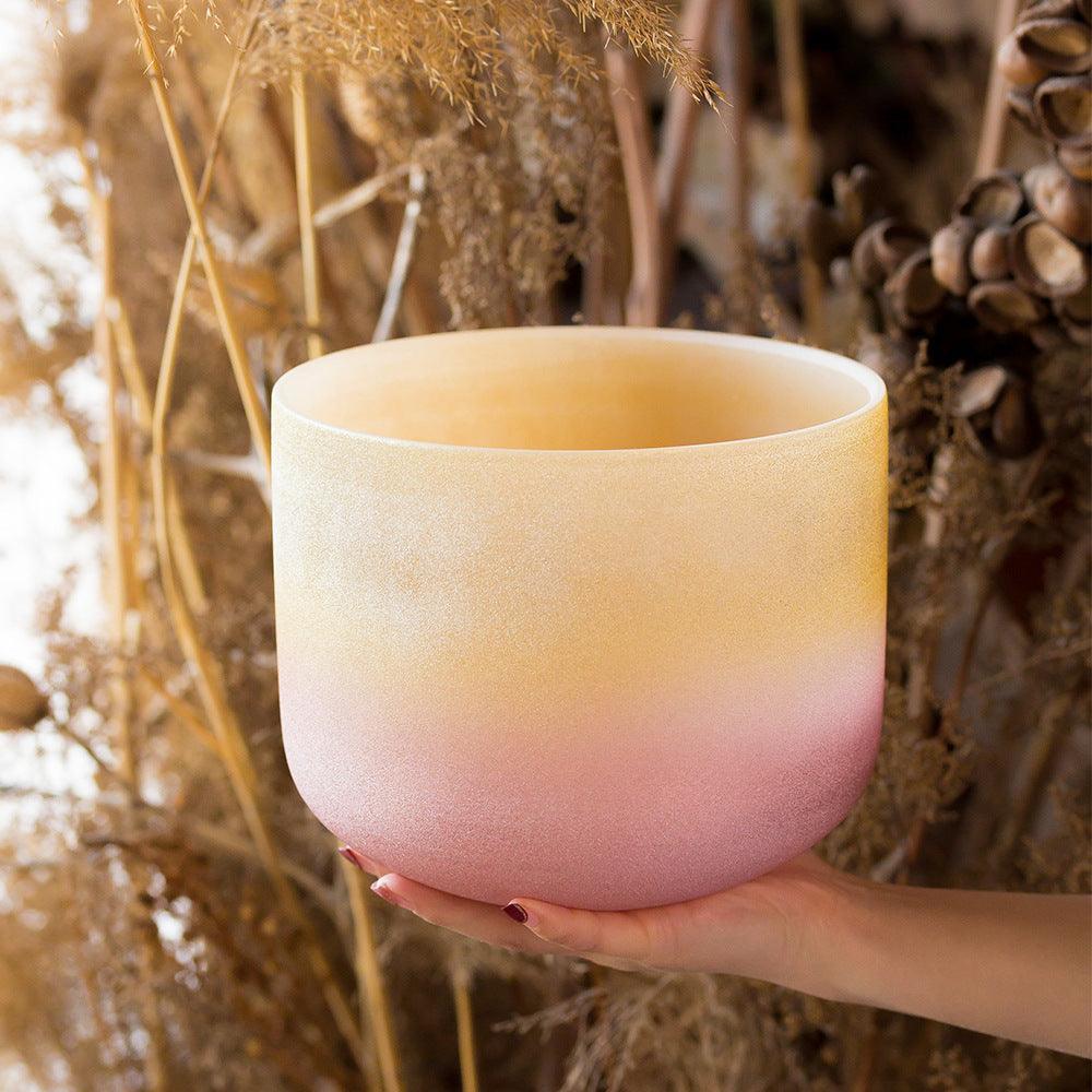 Golden Rose Pink Crystal Singing Bowl - Stress Relief, Meditation, Spa Ambience